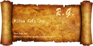 Riha Géza névjegykártya